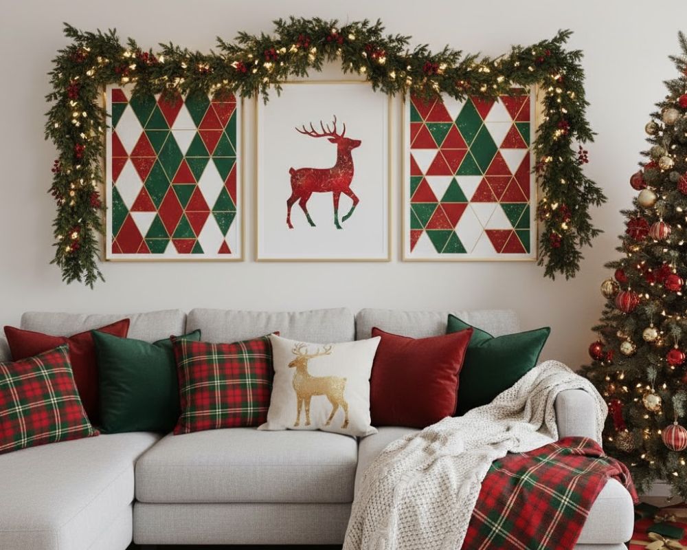 Amazing Christmas Couch Decor Ideas to Elevate Your Holiday Style Christmas Decor Above Couch - Christmas wall art