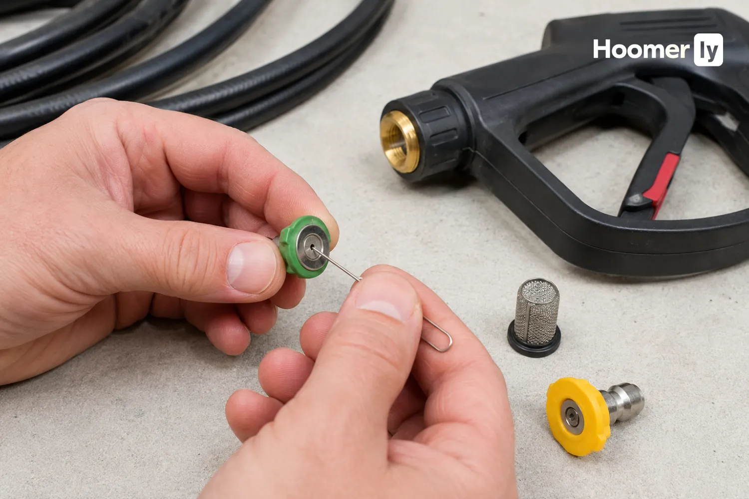 Cleaning pressure washer nozzle components hoomerly