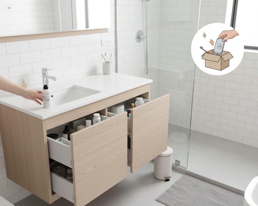 Remove things to deep clean bathroom