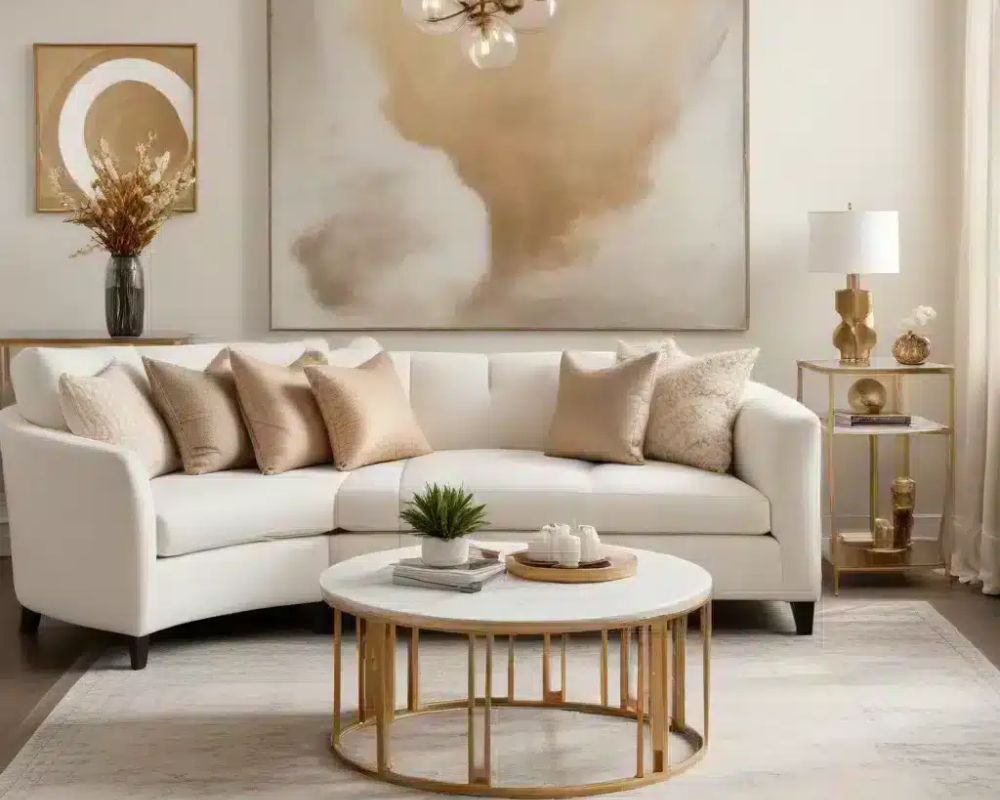 2026 living room trends - warm metallics