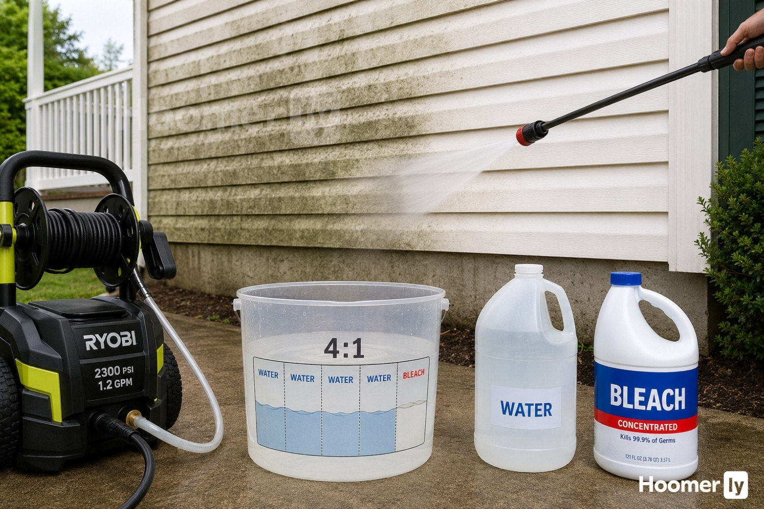 Pressure washing the house siding