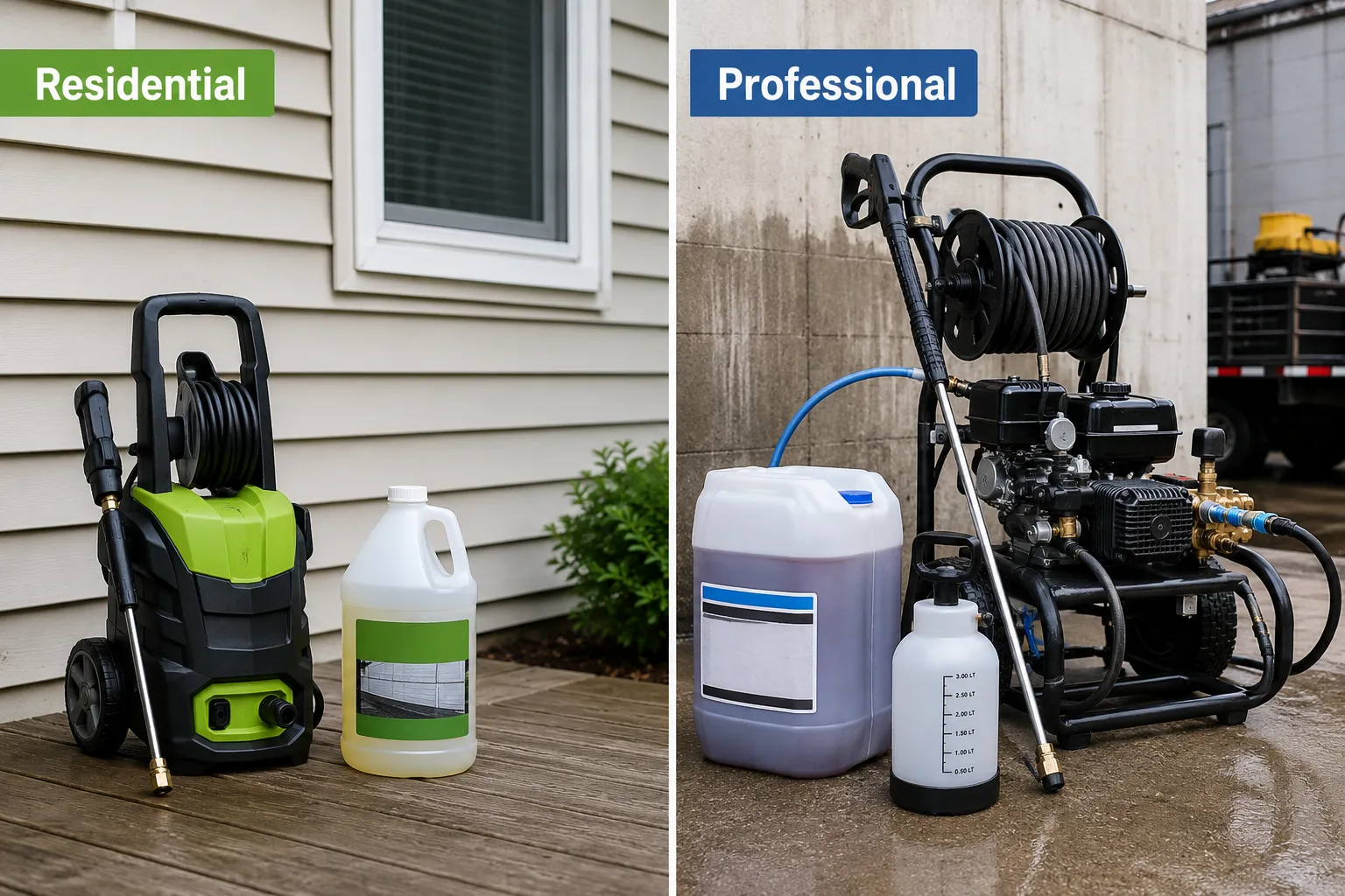 8 Essential Facts About Pressure Washer Soap and Cleaning Solutions You Need to Know Residential vs professional cleaning equipment