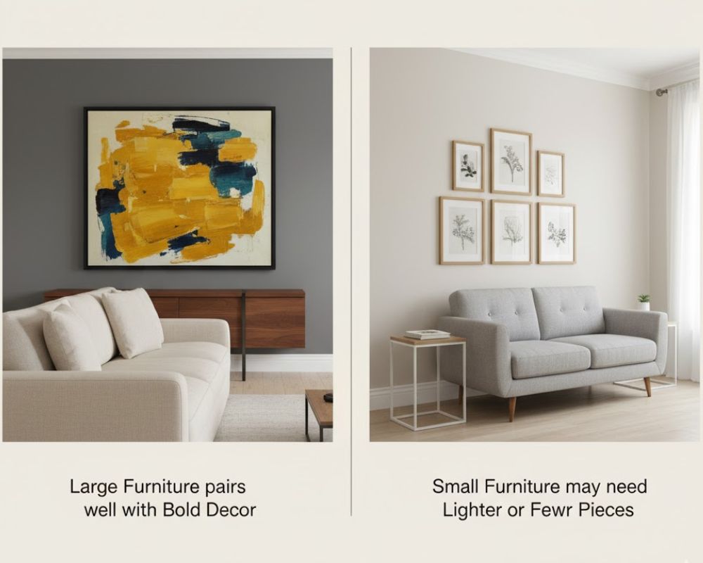 Creative Large Wall Decor For Living Room Inspiration Tips for Choosing & Placing Large Wall Decor for Living Room - Based on furniture & layouts