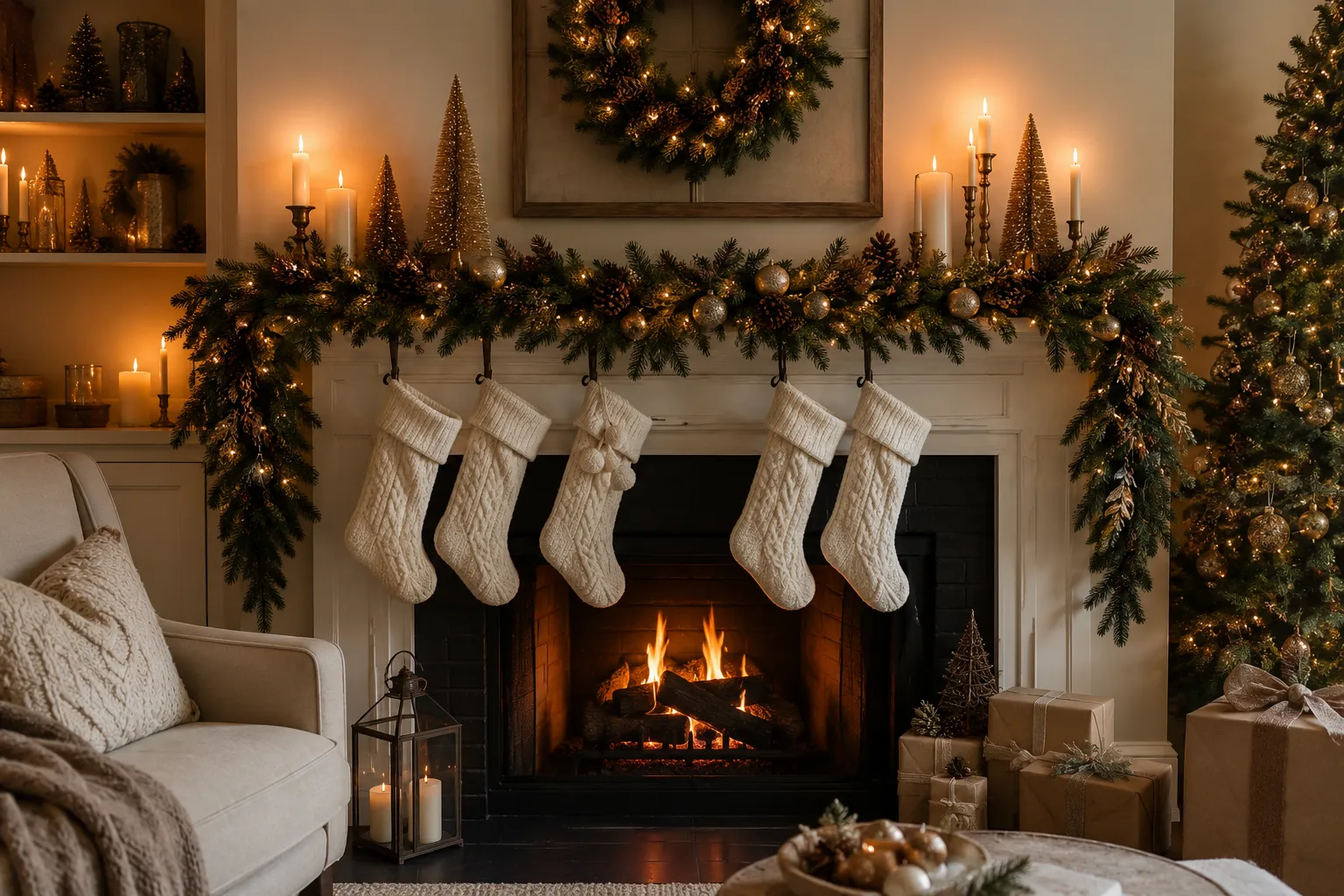 christmas fireplace decor ideas1