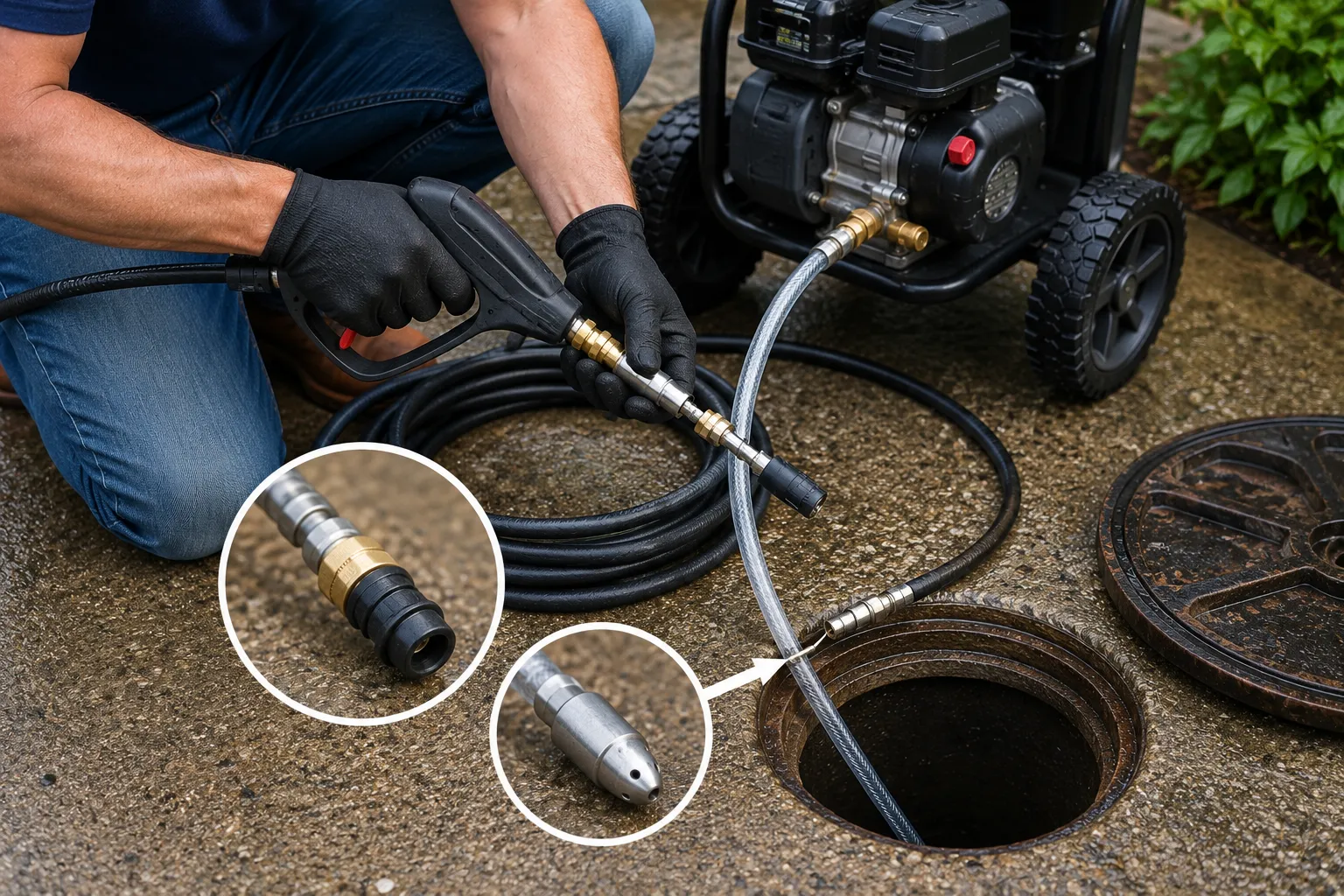 convert pressure washer into sewer jetter