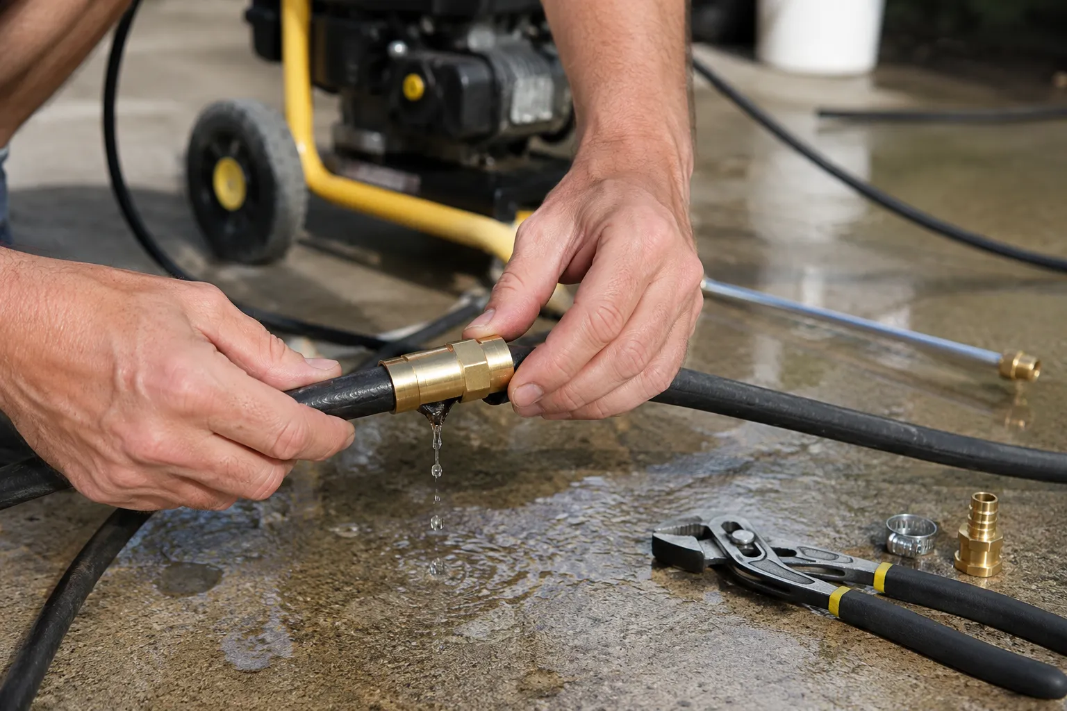 fixing a leaky pressure washer hose