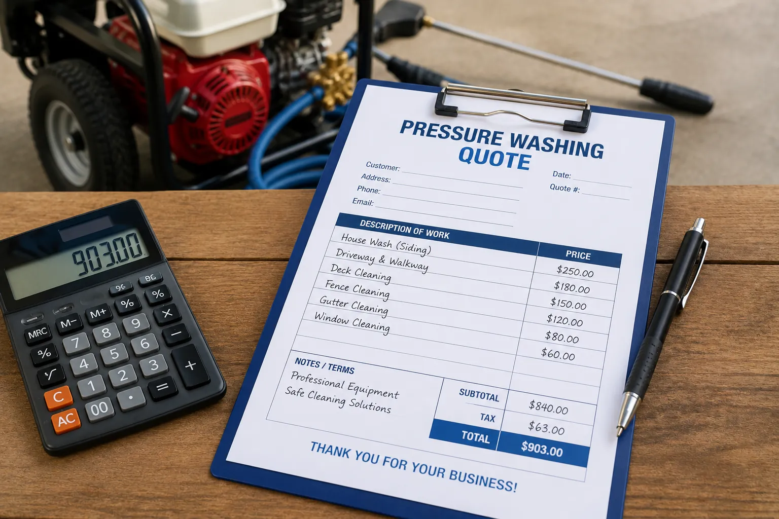 how to quote pressure washing jobs