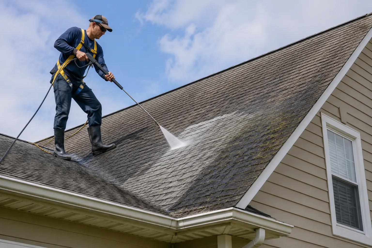pressure wash roof